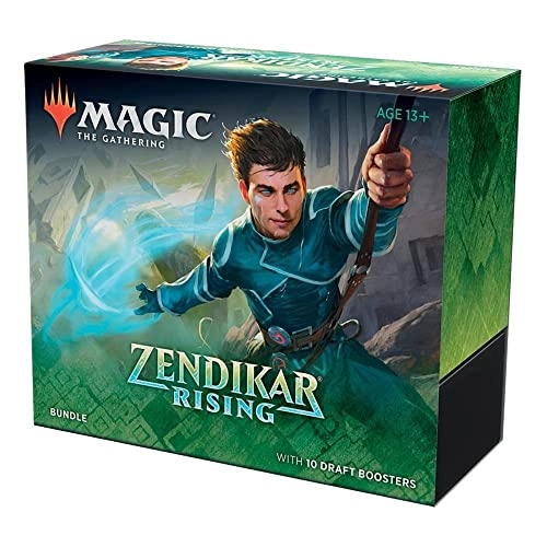 Zendikar Rising Draft Booster - 10 Packs 150pcs + Regular-frame Land - 40pcs (20 foil 20 non-foil) + Alternate Art Promo Card + Spindown Life Counter + Double-sided Reference Card