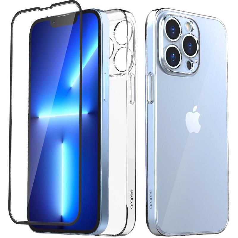 araree Core Nukin + Tempered Glass Smartphone Case for iPhone 13 Pro - Polycarbonate/ Glass 2-in-1