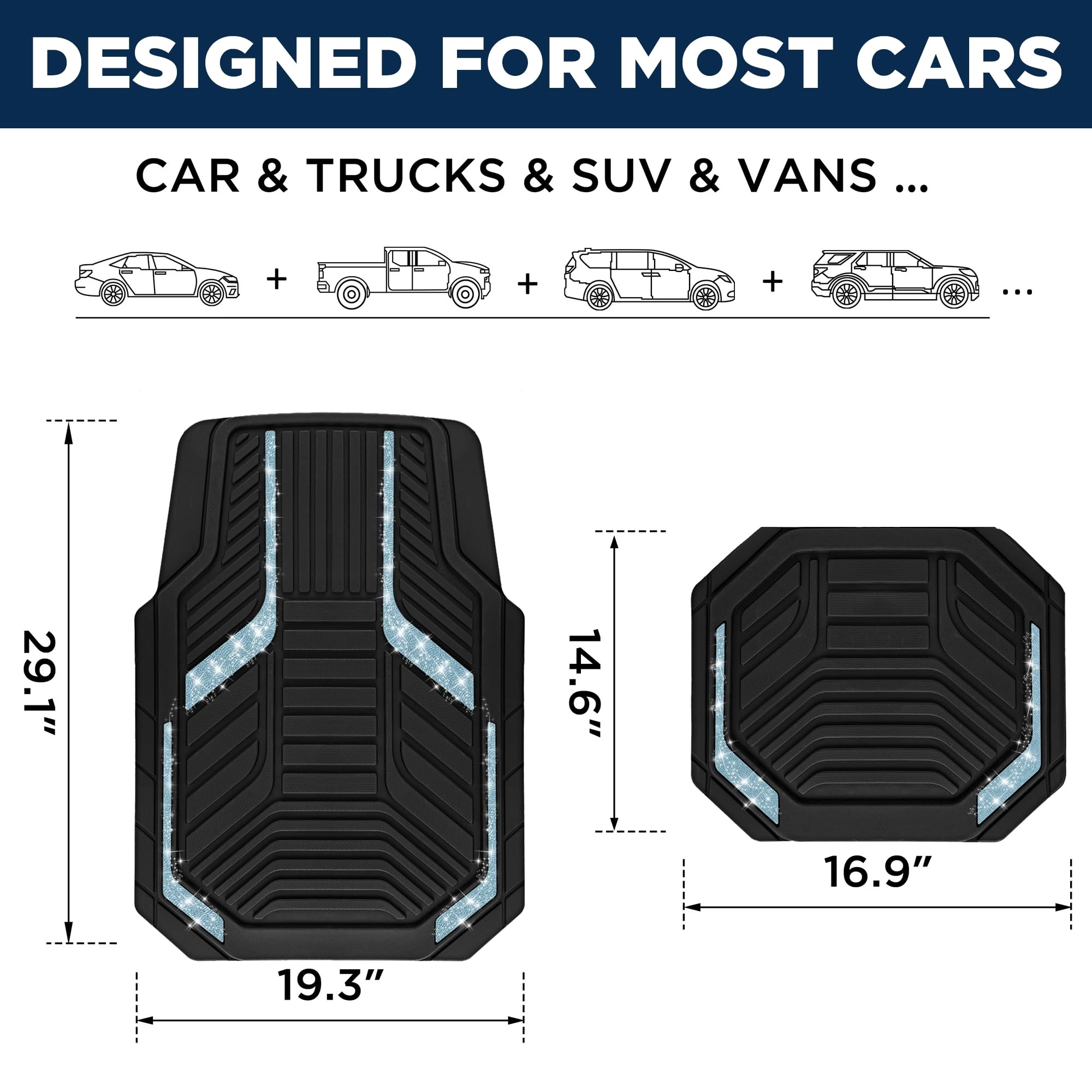 Heavy Duty Rubber Floor Mats - Pink Universal Fit
