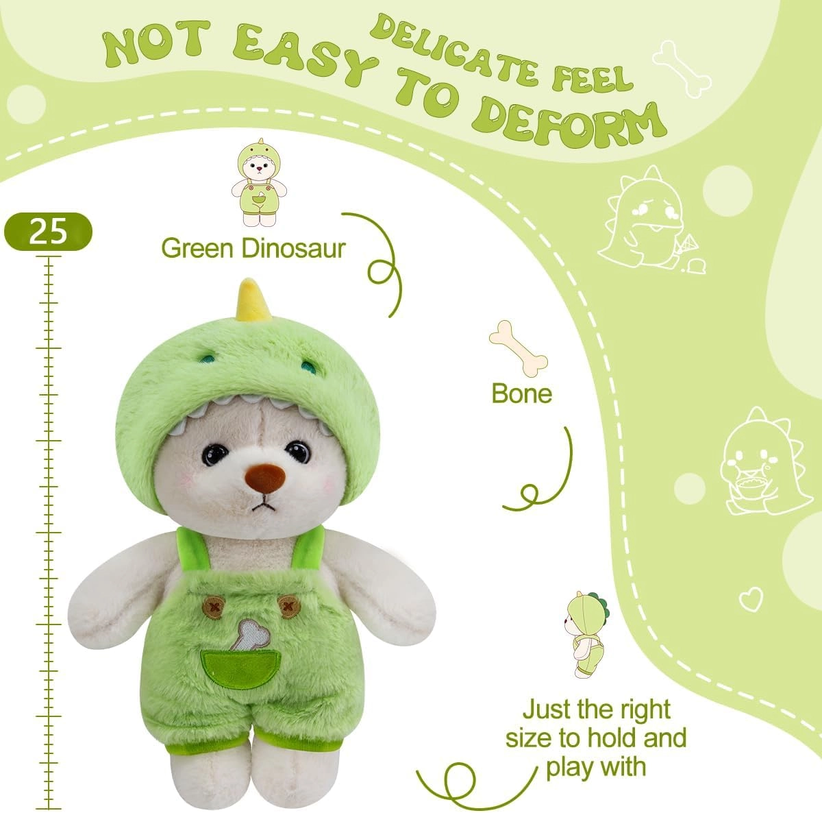 Bear Stuffed Animal - Small Green 10" Clothes and Hat
