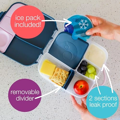 Oversized Lunch Box - 4 Compartments 2 Leak Proof Gel Cold Pack