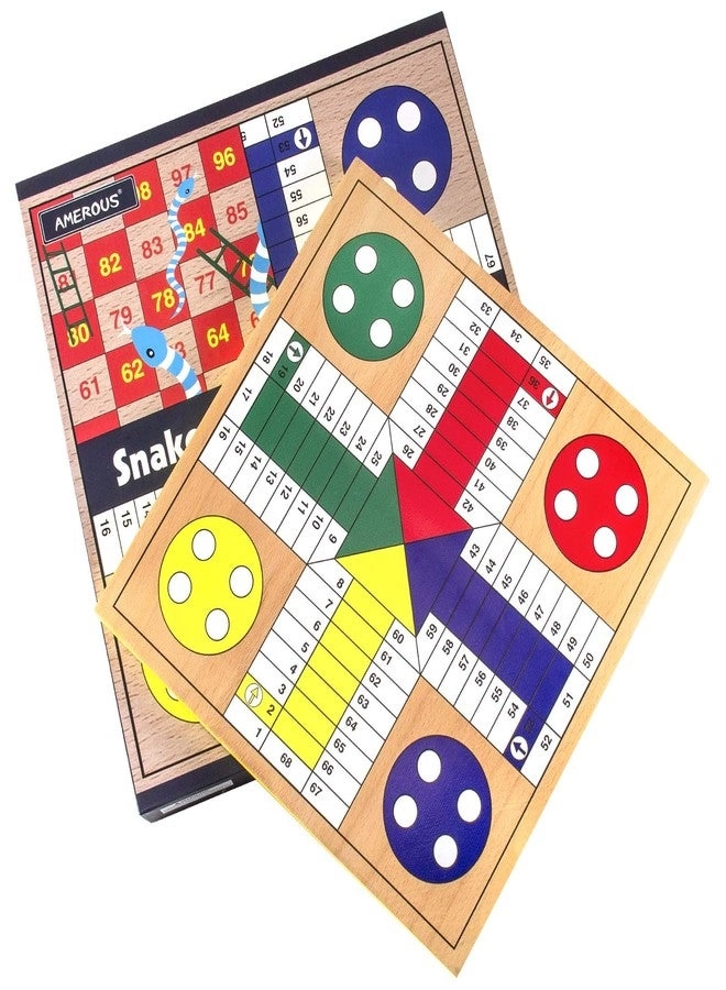 Ludo - Wooden Snakes and Ladders 2 in 1 Reversible