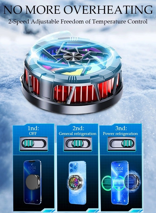 Magnetic Semi-Conductor Phone Cooling Fan - 2 Speed RGB Lights