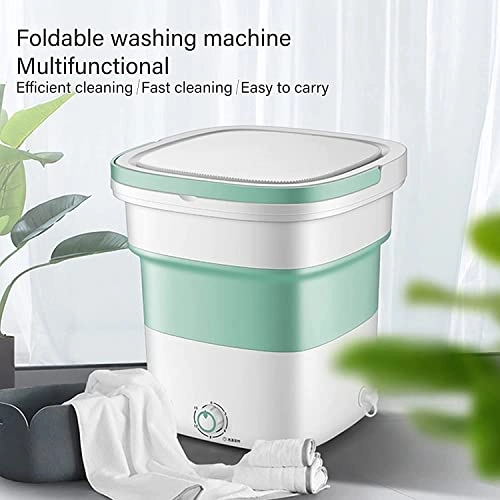 XHTONGSH غسالة قابلة للطي للطي المحمولة, غسالة صفرية اوتوماتيكية, عمل هادئ, الضوء الأزرق, ملابس داخلية غسل الملابس او عنصر صغیر, طاقة ومنطقة (Color : Green)