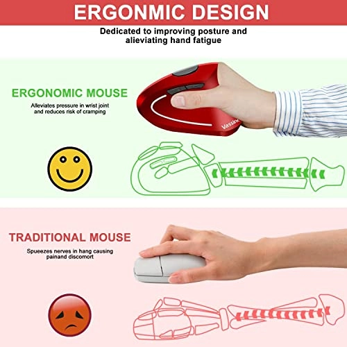 Ergonomic Vertical Wireless Optical Mouse - USB