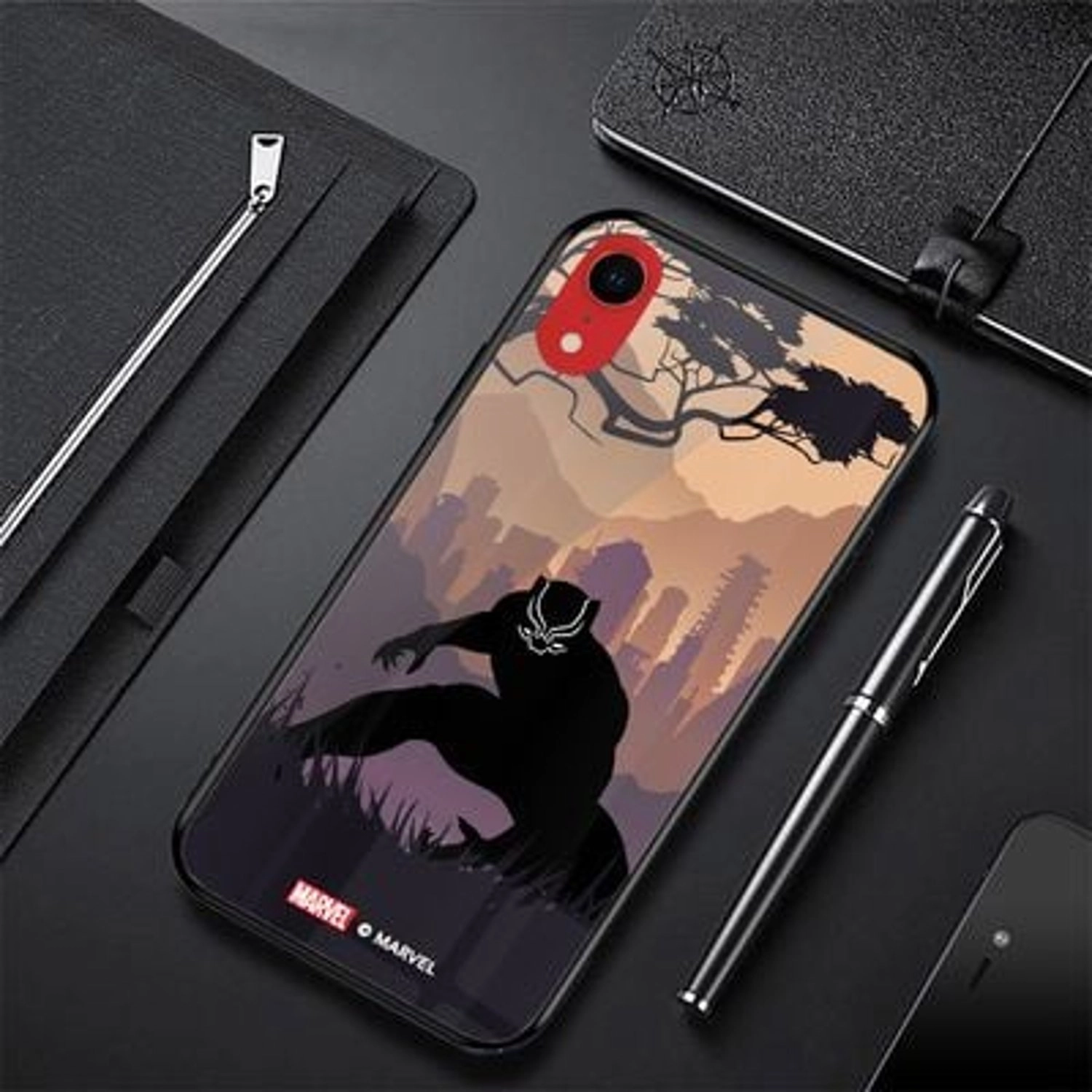 Black Panther Smoke Back Case for iPhone XR - TPU Bumper Case + Tempered Glass Back