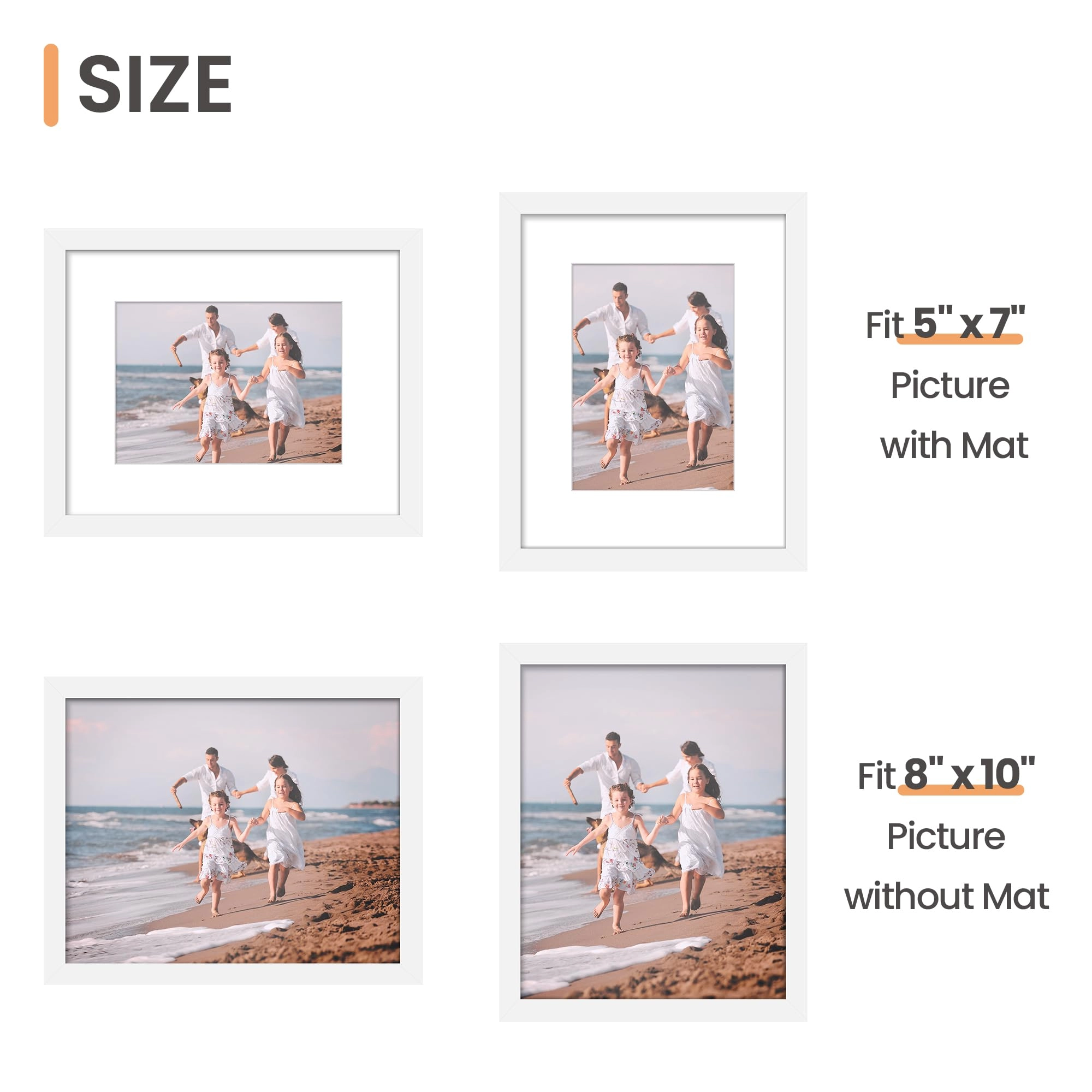 10 Pack Picture Frames - 8x10, 5x7, 4x6