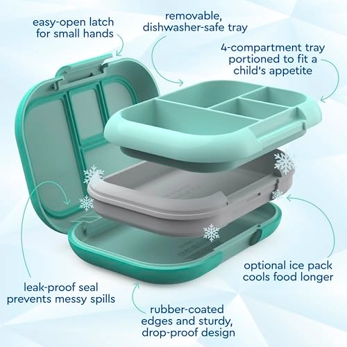 Kids Chill Lunch Box - Green four compartments