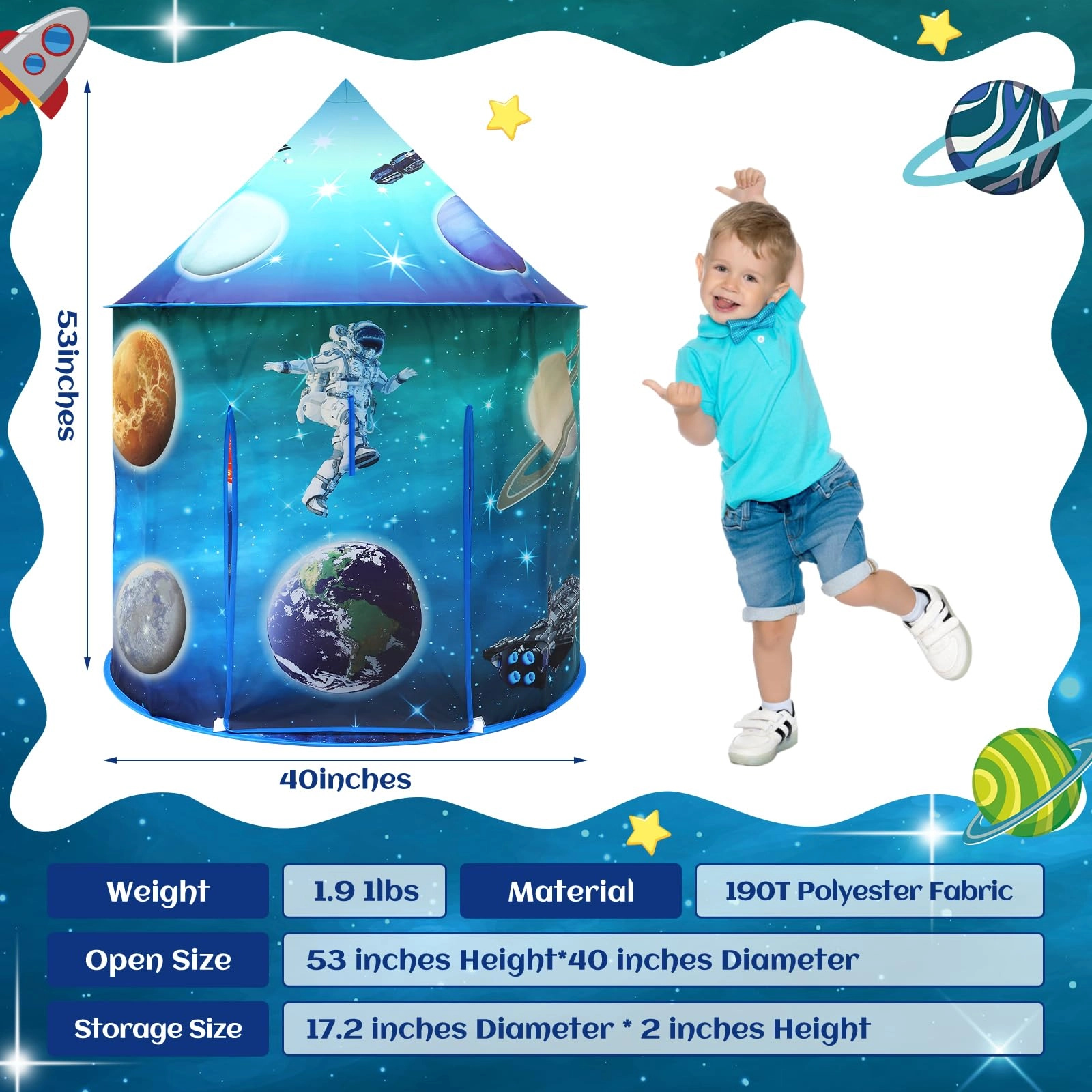 Space World Play Tent - Large Blue