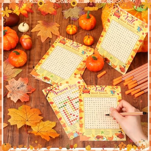 Fall Word Search Game Card Set - Kid,Adult 41