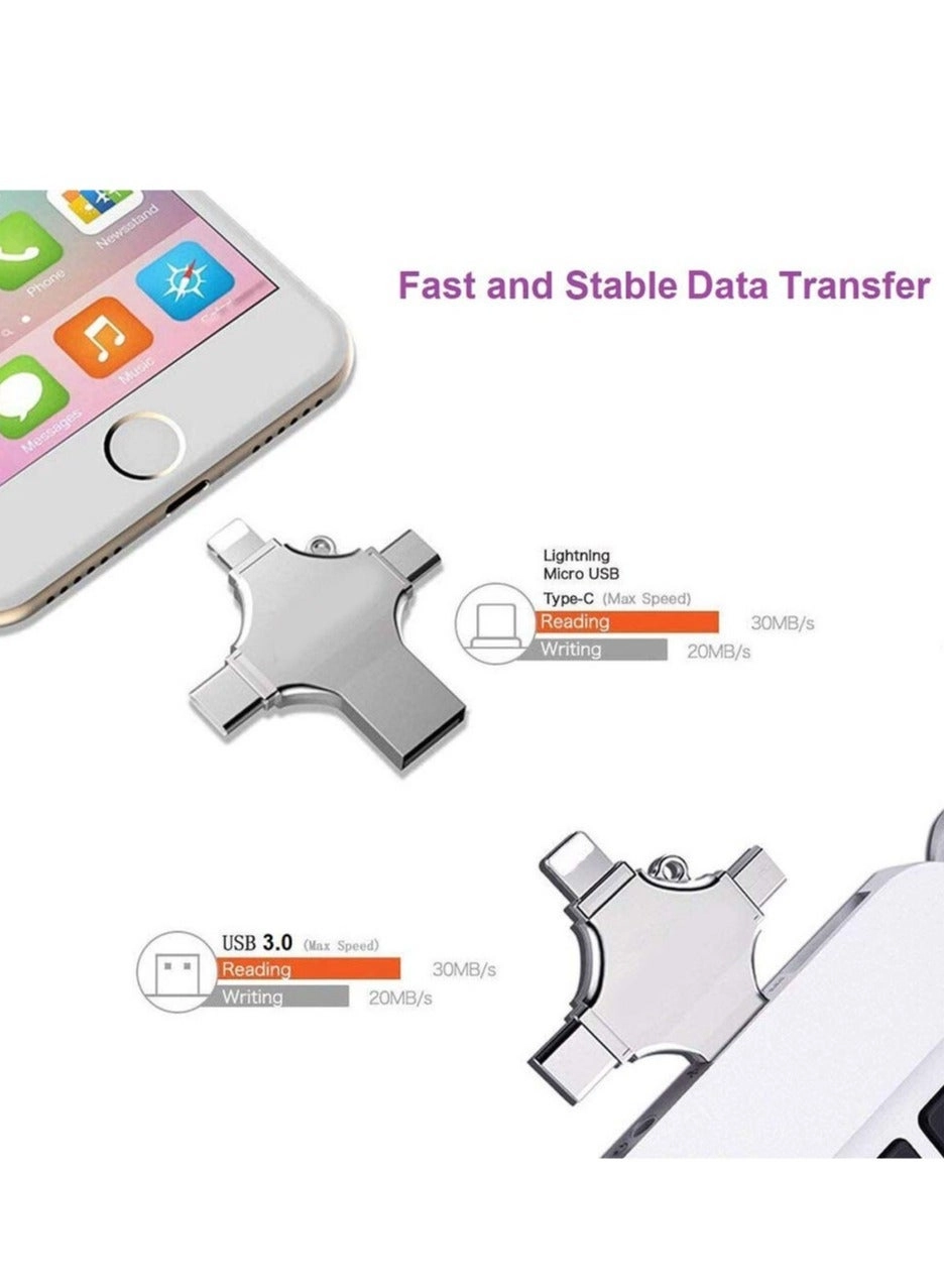 High Speed 4 In 1 Multi-function OTG USB Flash Drive - USB 3.0 Type-C 512GB
