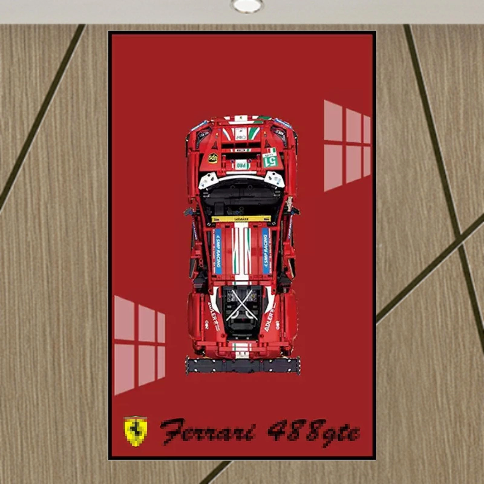 Display Wall Mount - Acrylic Aluminium for LEGO 42125 Ferrarri 48-8 G-TE