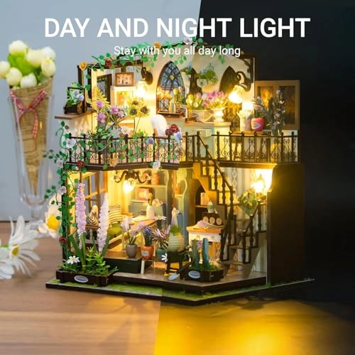 Darcy Flower House - DIY Miniature House Kit LED Lights Wooden Furniture