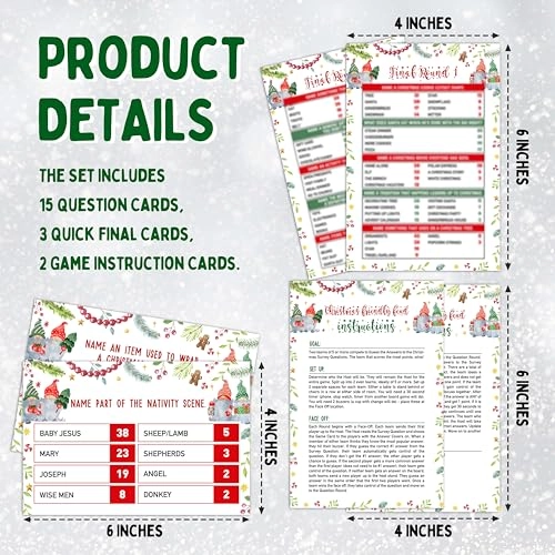 Christmas Friendly Feud Game - 20 cards 18 years and up