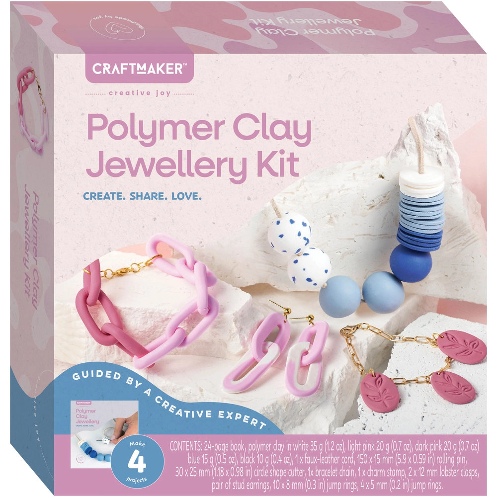 HINKR Craft Maker Polymer Clay Jewellery - 24-page instruction book 4 colours
