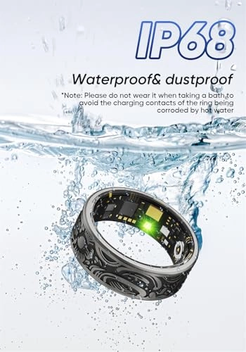 Smart Health Ring - Size 9 Black 7 Day Battery