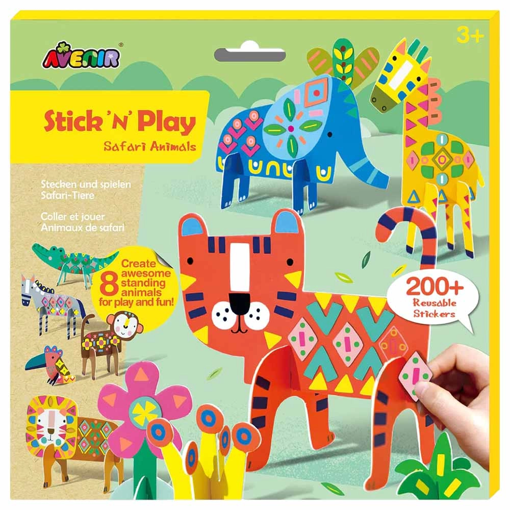 Avenir Safari Animals Sticker Book Reusable 200 pcs