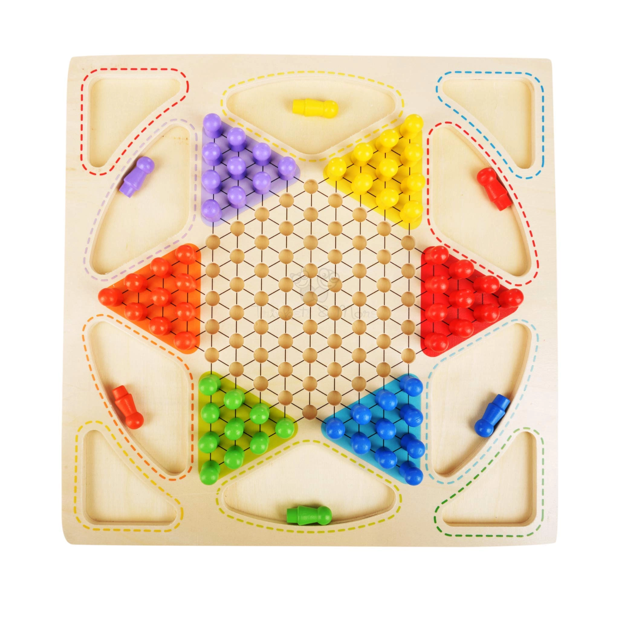 Trinkets & More Chinese Checkers - Wood 2 in 1 + Ludo - Multicolor