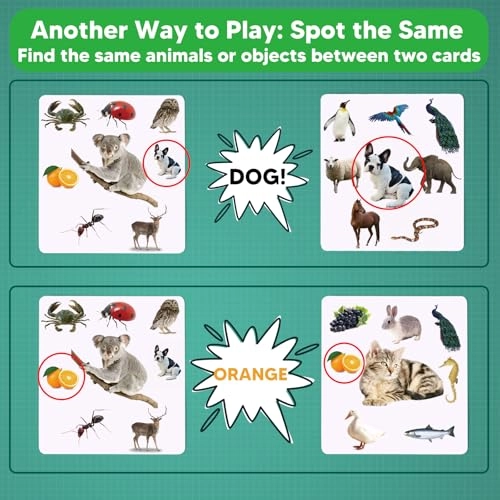 2-in-1 Matching Game - 36 realistic animal figures 54 cards