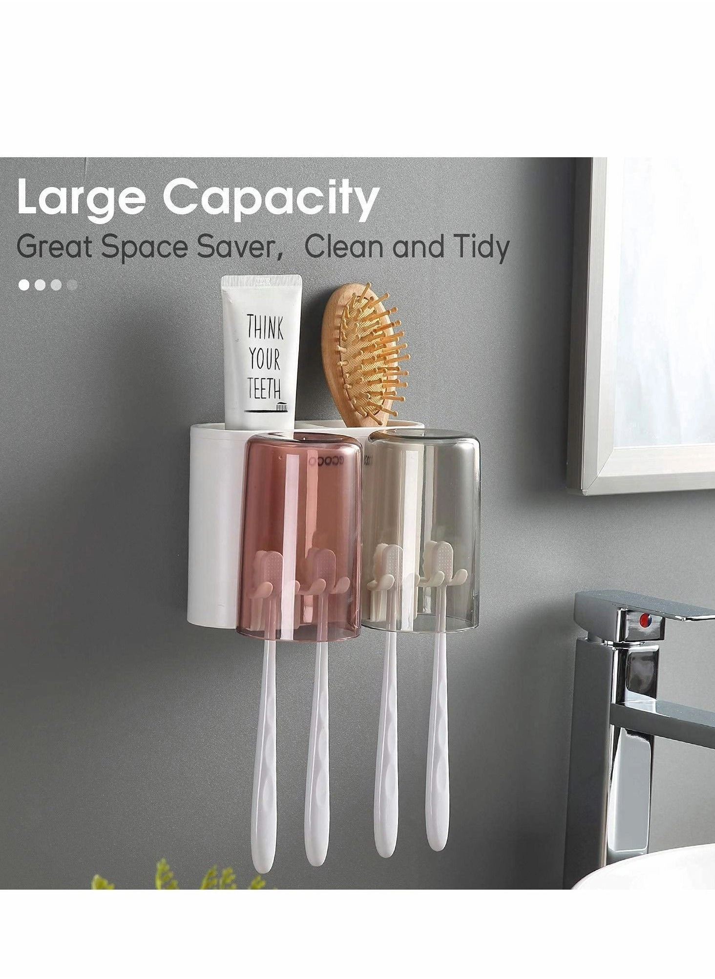 Wall Mount Toothbrush Holder - 3 Slots Wallmount / Countertop