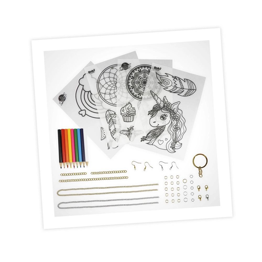 Shrink Plastic Jewellery Kit - 4 sheets 9 coloured pencils