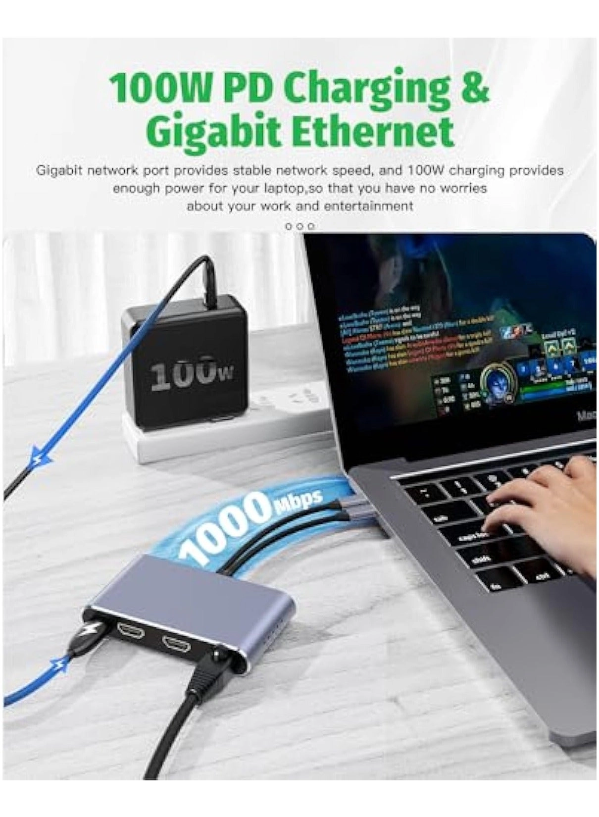 USB C Docking Station - 4K Triple Display 100W PD USB3.0