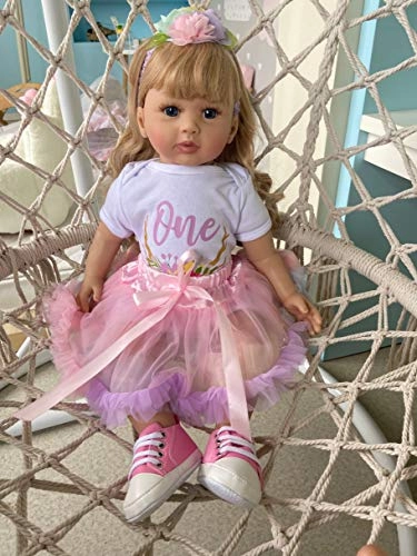 Reborn Toddler Doll - 24 inch Silicone Vinyl Girl Pink Dress Ages 3+