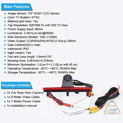 Car Rear view Camera - Night vision 628*586 pixels + Rear View Mirror - 7" LCD