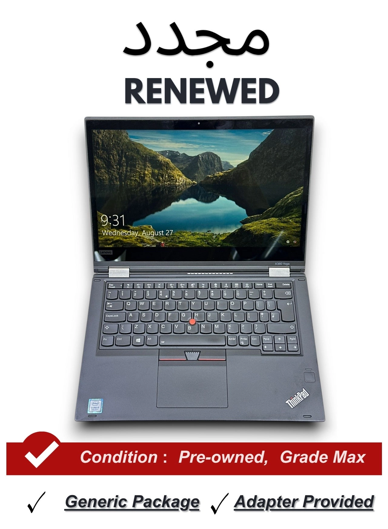 Lenovo (Renewed) ThinkPad X380 Yoga - 13.3" 256GB 8GB Core i5-8350U