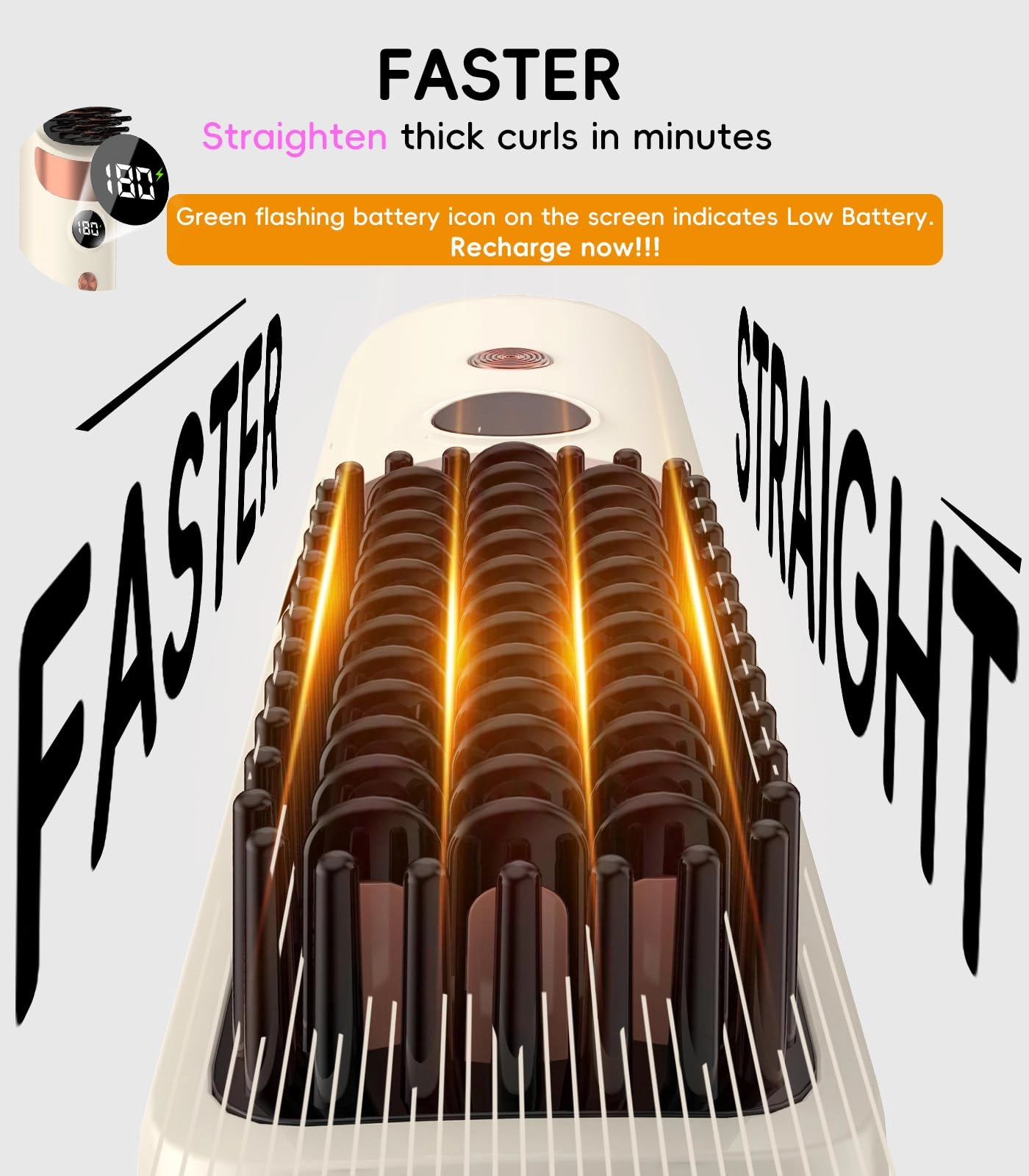 Go Brush Pro - Cordless Rechargeable Ceramic 4-Heat 15-min Auto Shut Off