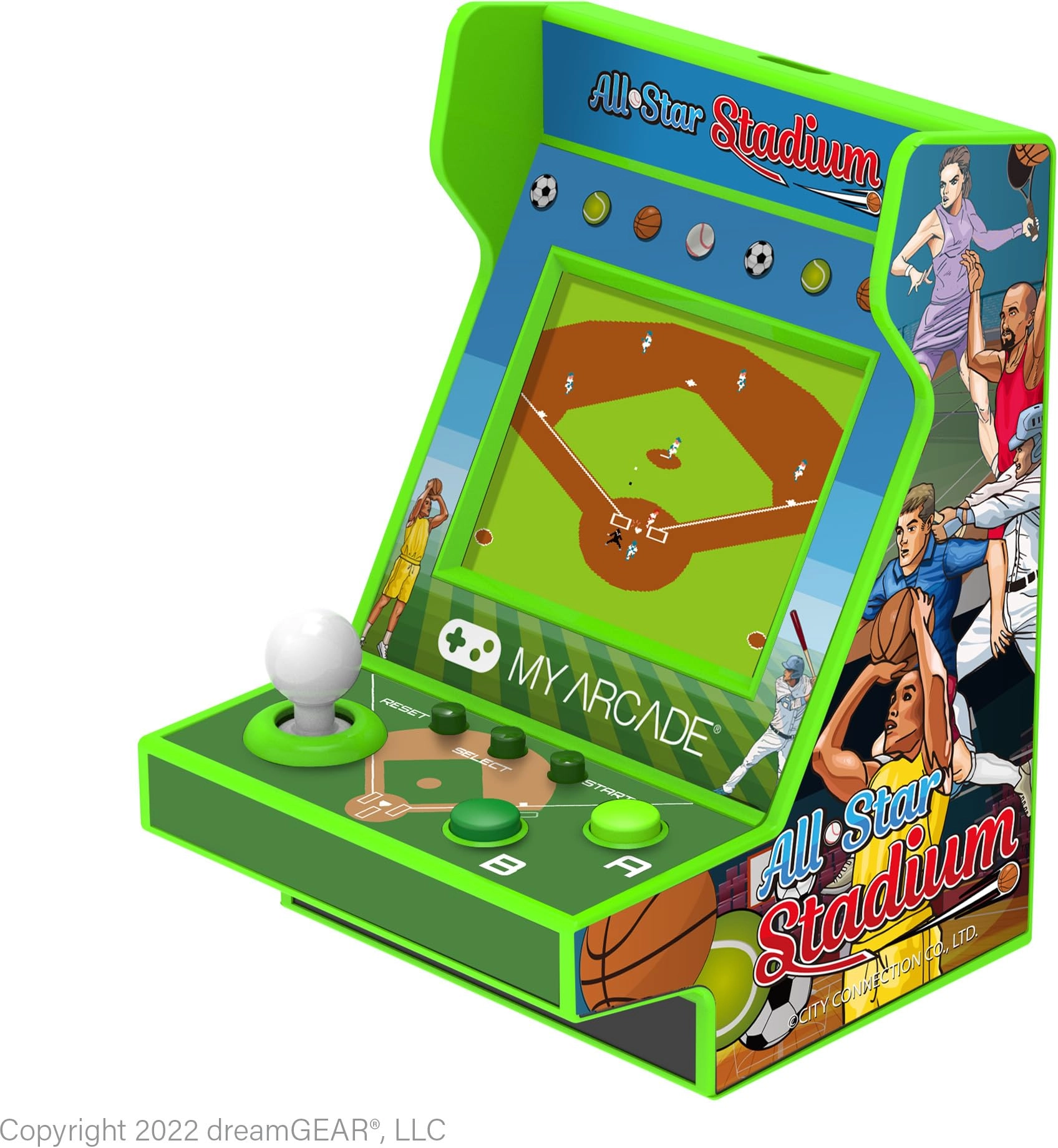 My Arcade All Star Stadium Pico Player - 107 Retro Games 2" Screen Green