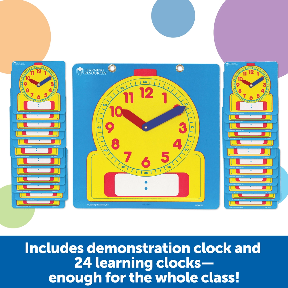 Write And Wipe Clocks Classroom Set - Suitable for 6 years and above 25 Pcs
