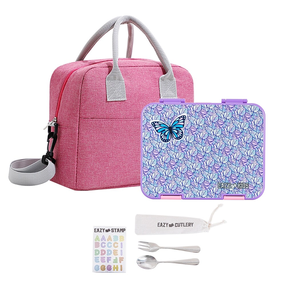 6 & 4 Convertible Bento Lunch Box - Butterfly Purple