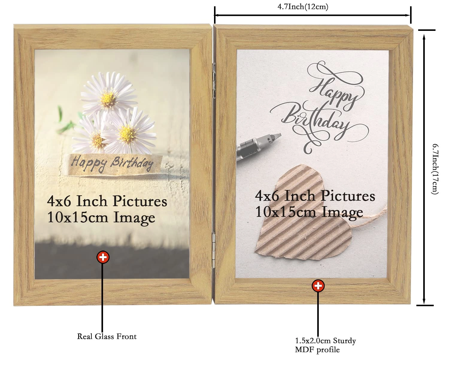 Hinged Double Photo Frame - 4x6'' 2