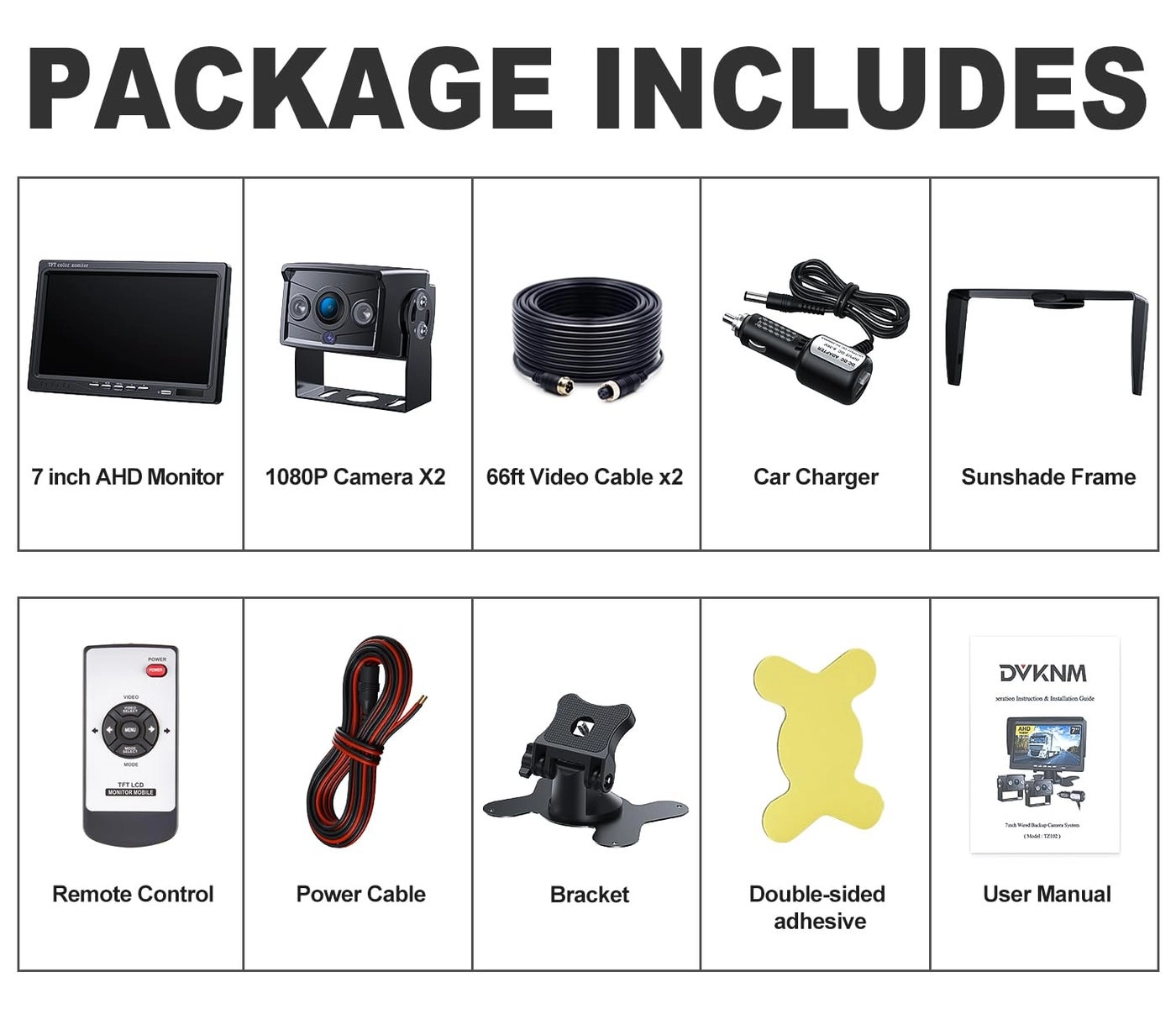 Dual Backup Camera Monitor Kit - Night Vision 1920*1080