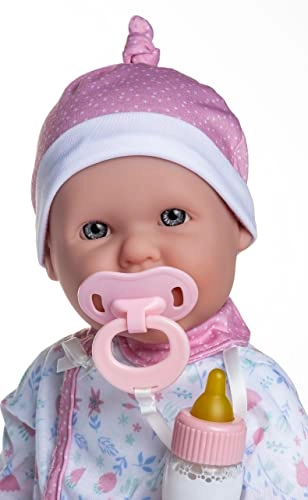 La Baby Baby Doll - 16-inch Vinyl Caucasian Pink Floral Outfit Ages 12+