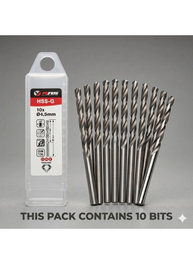 RNS HSS-G TWIST DRILL BIT - Stainless Steel 10 4.5 mm