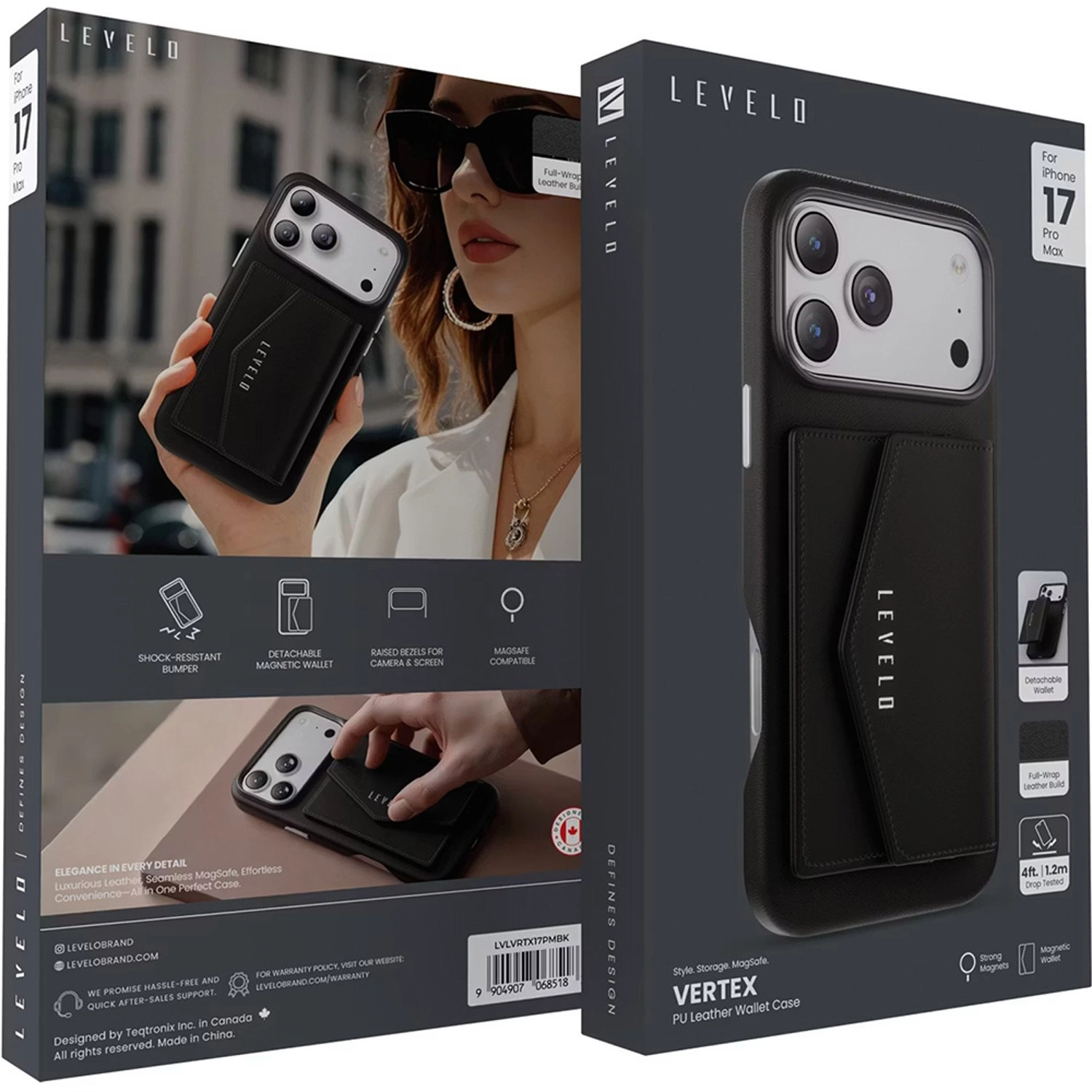 Vertex Wallet Case - PU Leather with MagSafe for iPhone 17 Pro Max