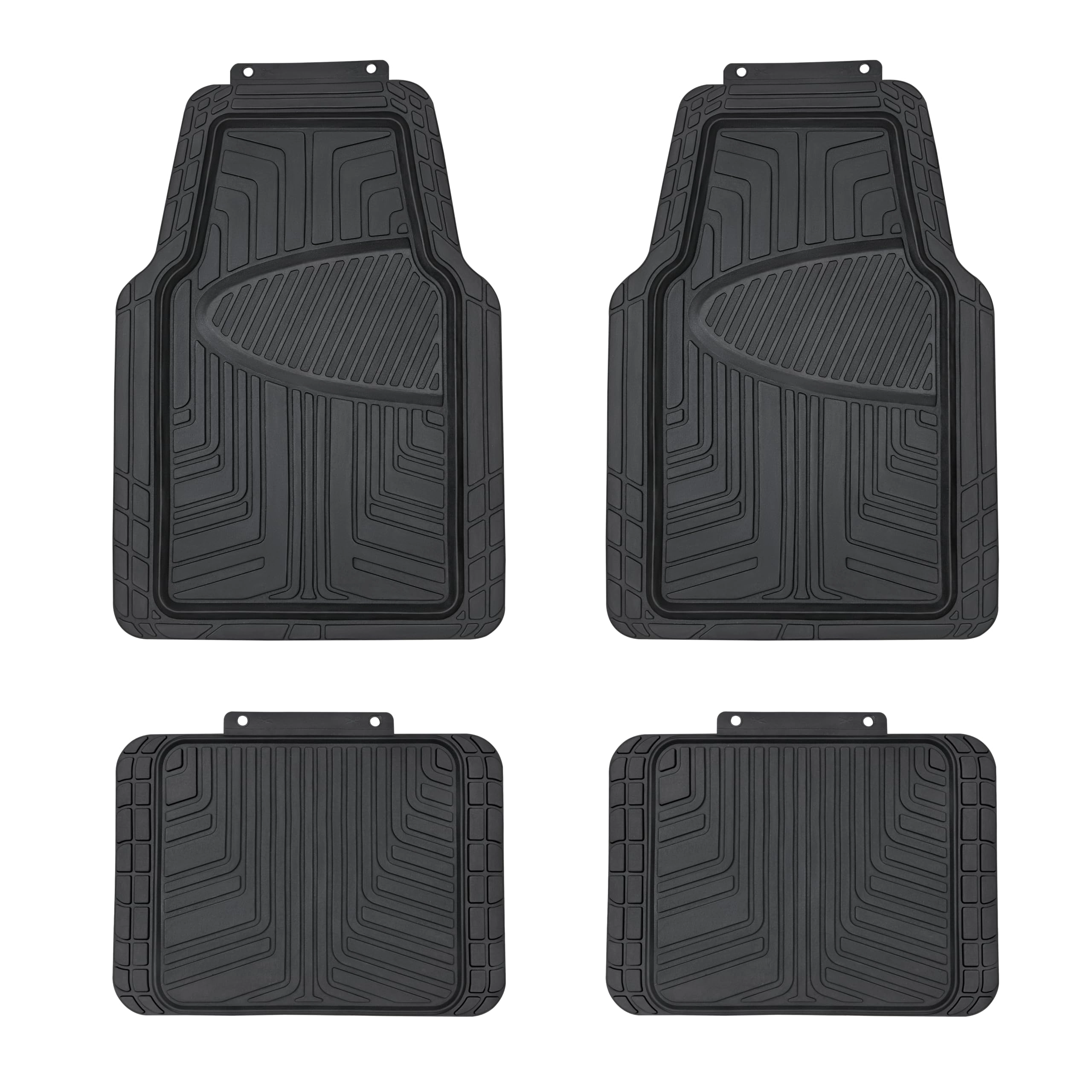 4-Piece Heavy Duty PVC Floor Mats with Cargo Liner - Black Universal Fit