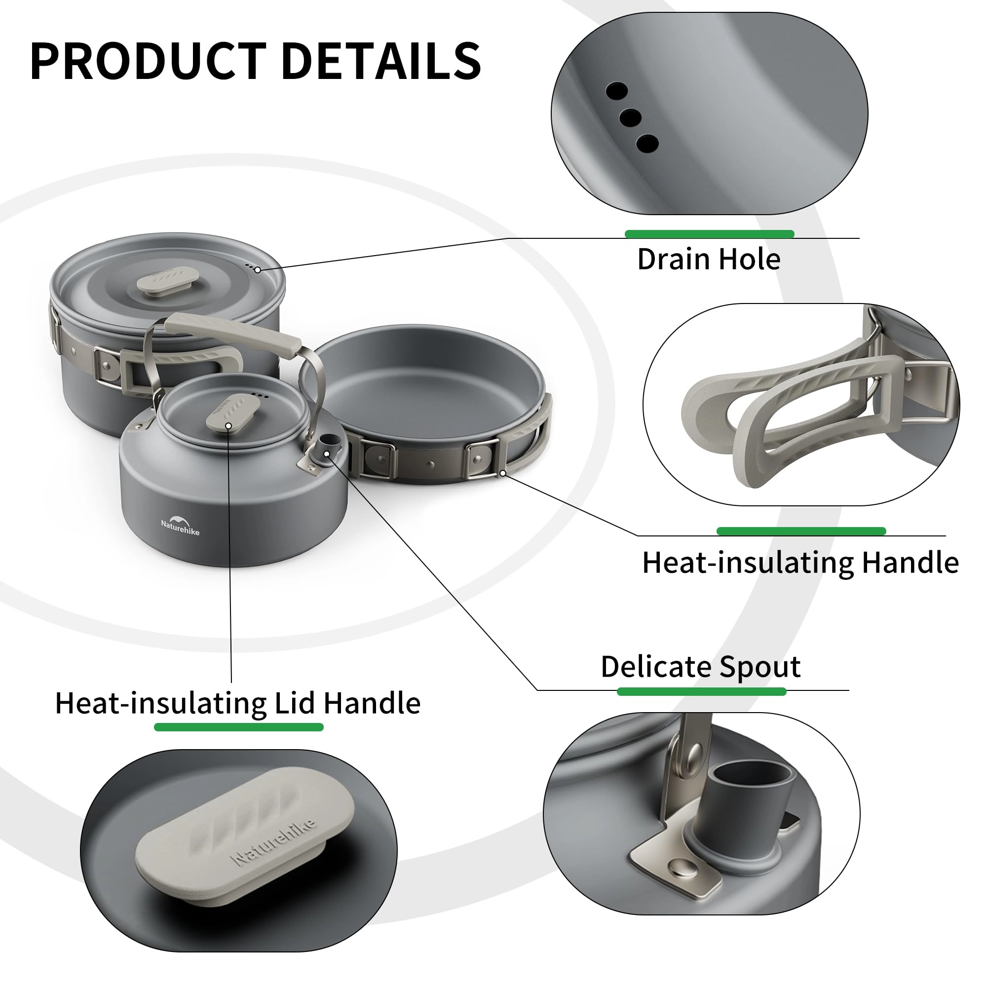 Camping Cookware - 3-piece 1.7L Kit
