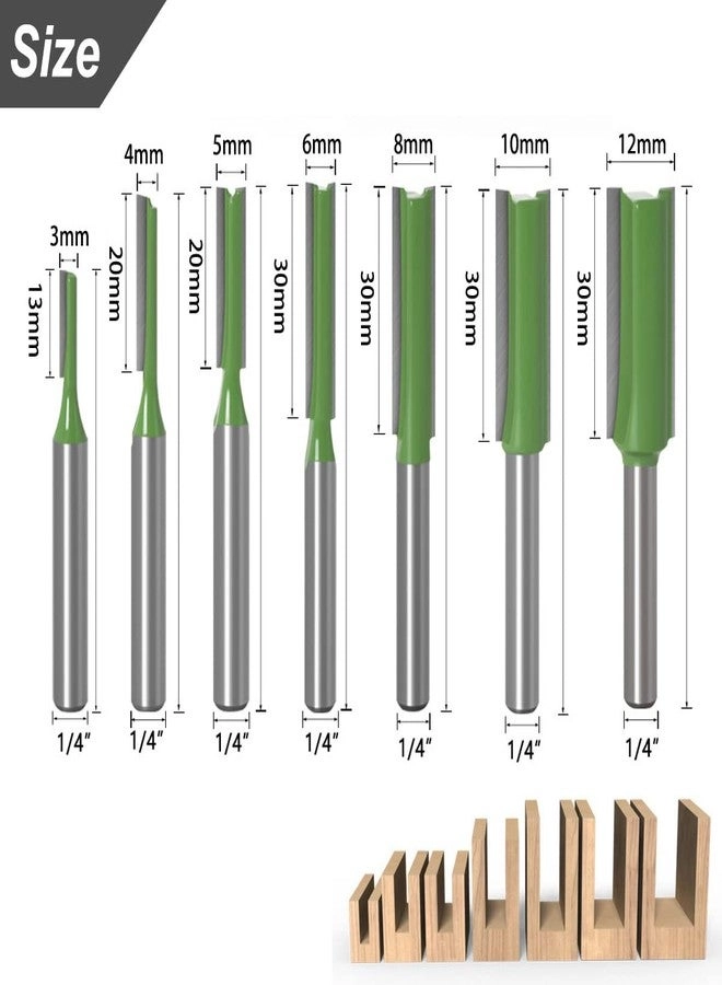 Dado Router Bit Set - 3/4/5/6/8/10/12mm 1/4" 7pcs