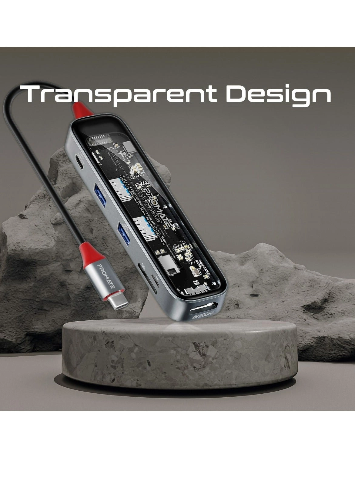 TransHub-Go - 9-in-1 USB Hub 100W USB-C Power Delivery