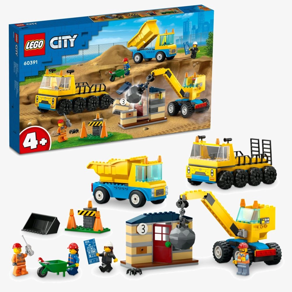 LEGO City Construction Trucks And Wrecking Ball Crane (60391)