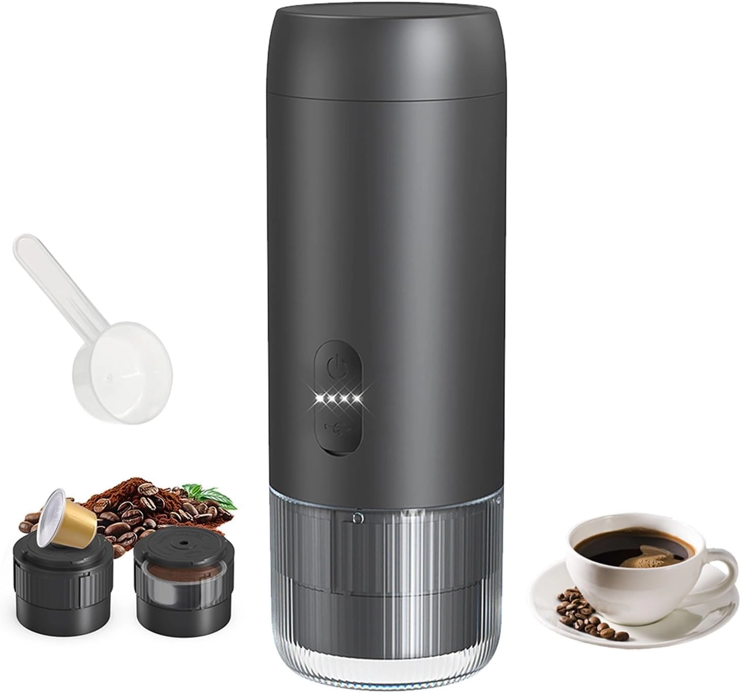 Portable Electric Coffee Brewer - Automatic Espresso Maker 95°C Extraction