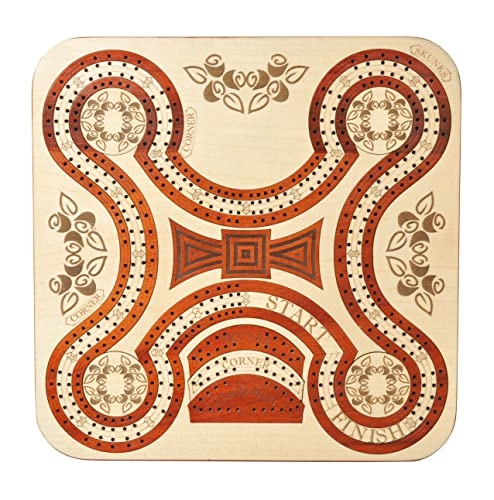 Continuous 4 Track Cribbage Board - Blood Wood Maple Wood