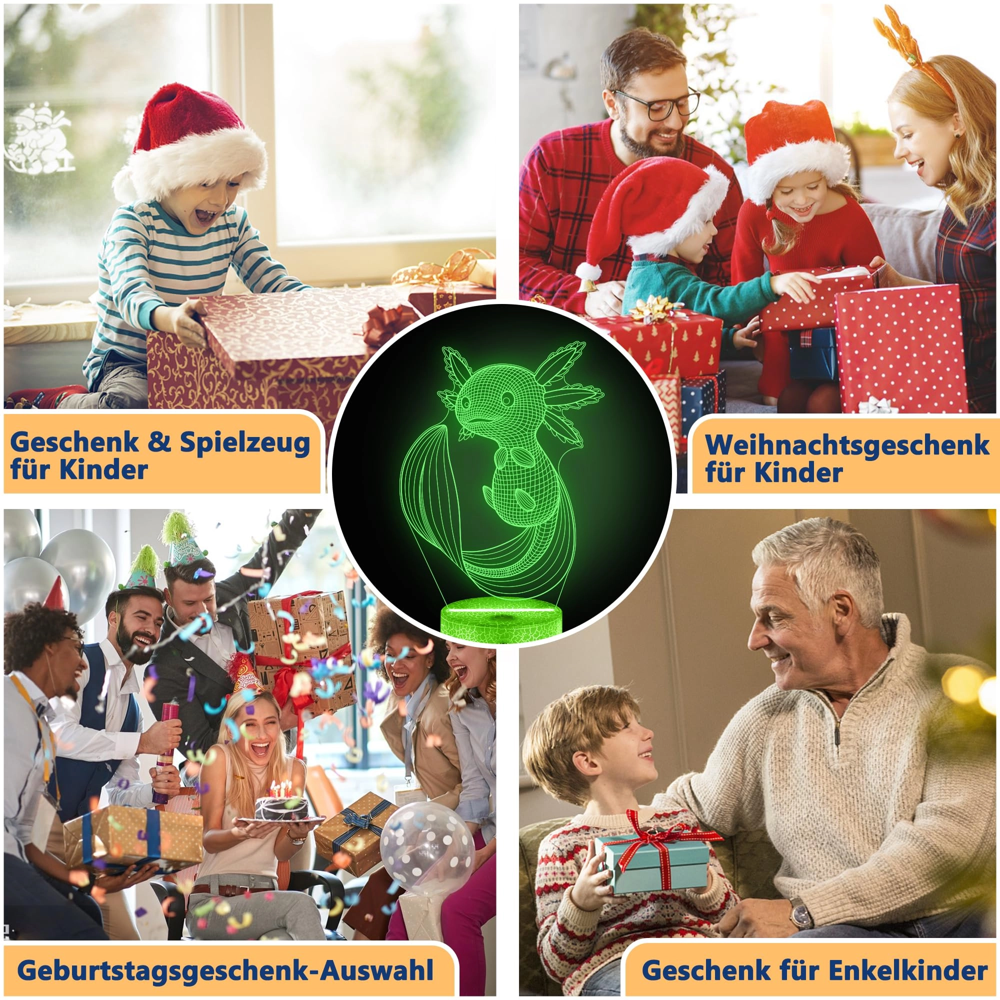 Axolotl Night Light - Battery Powered Multicolor