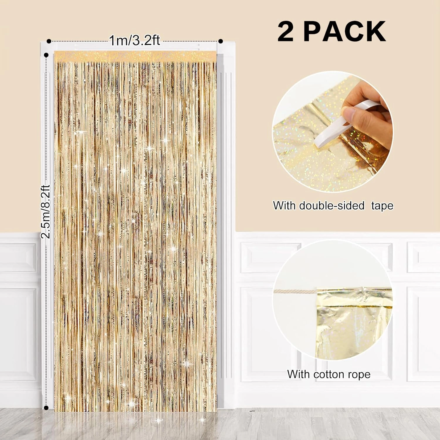 Tinsel Foil Fringe Curtain - 2pcs Birthday, Graduation