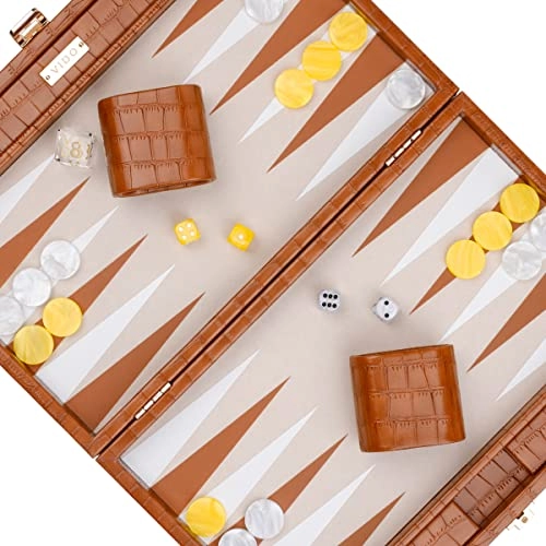 Backgammon Set - Medium Chestnut Vegan Leather