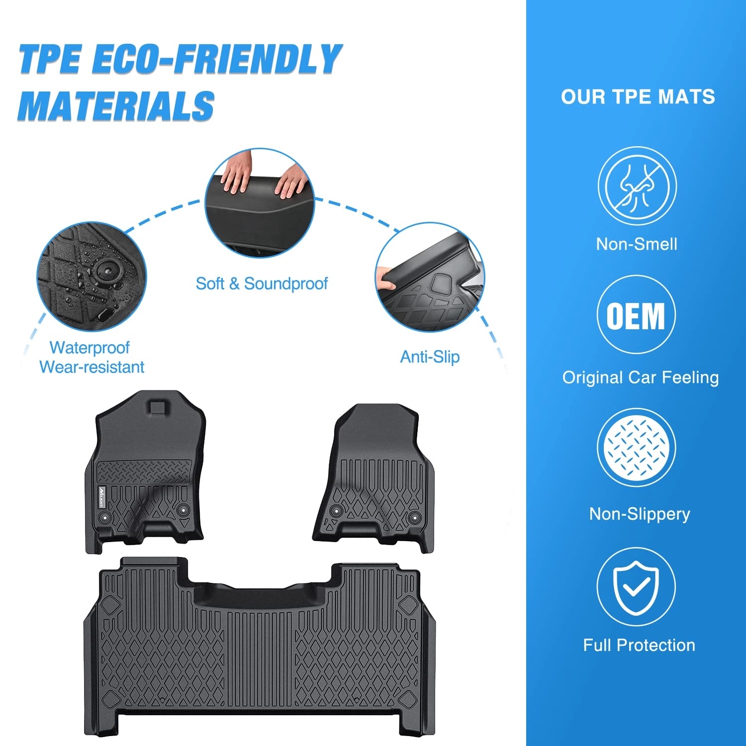 TPE Floor Mats - Dodge Ram 1500 New Body Crew Cab 2019-2024 Rear Storage Box