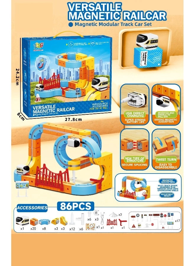 Versatile Magnetic Track Car Set - 86 pcs